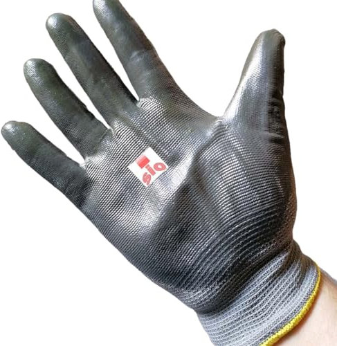Guantes de Nylon con Palma de Nitrilo Gris (Paquete 12 Pares) (S - 7)