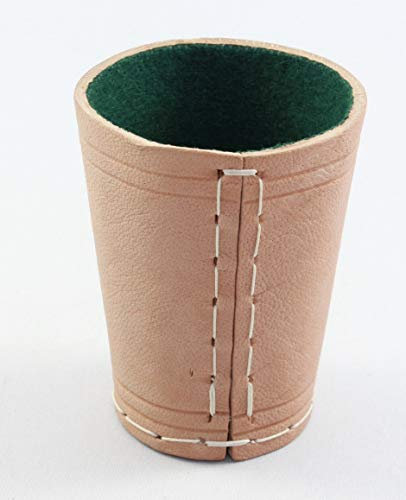 Leder Würfelbecher Premium mit Filz (Natur/grün)