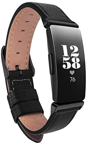 TUV PLNT Lederarmband kompatibel mit Inspire HR & Inspire & Inspire 2 Damen und Herren, Zubehör Armband kompatibel mit Inspire 2/Inspire/Inspire HR, Schwarz