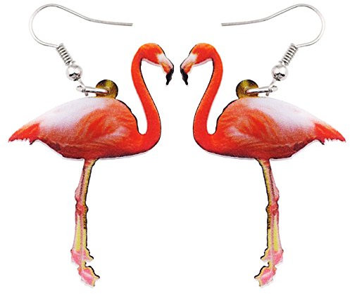 DOWAY Acryl-Charm-Flamingo-Ohrringe, baumelnder Schmuck, natürlicher Vogel, Dekoration für Frauen, lustiges Partygeschenk, Acryl, Kein Edelstein