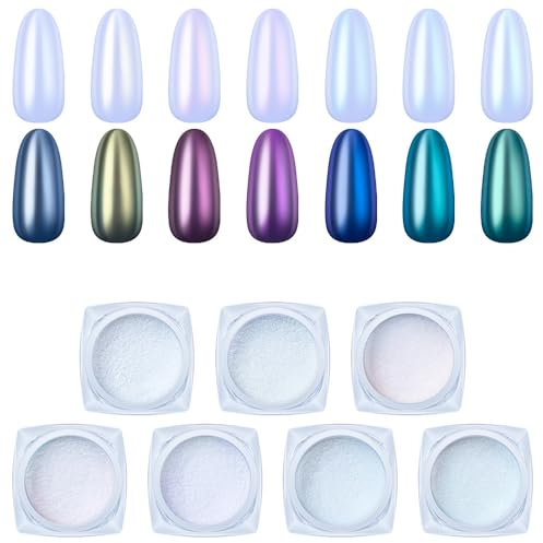 1 Box 0.2g Laser Nail Glitter Peacock Mirror Powder Laser Dust Nail Art Chrome Pigment Powder Rose Gold Silver Mix Nail Art Glitter Sequins