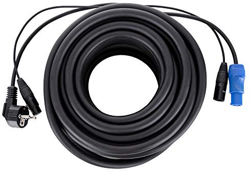 Pronomic Stage EUPPX-20 Hybridkabel Euro/Powerplug/XLR - Länge: 20 m - Kombi-Kabel für Aktiv-Lautsprecher - Stromversorgung und Signal in einem - Powercon/Schuko-kompatibel - schwarz