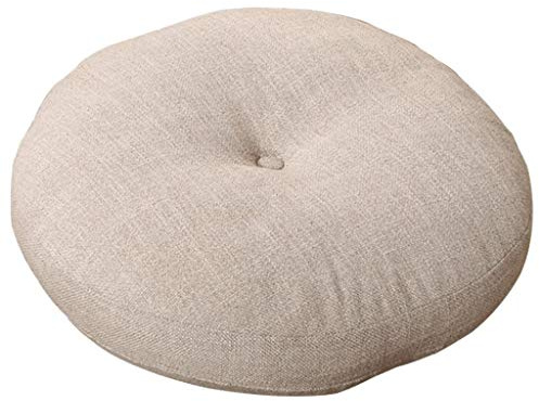 QTQHOME Abnehmbarer Baumwoll-Pouf für Zen, Yoga, Balkon, Tatami-Kissen, japanisches einfarbiges Meditationskissen, dickes Bodenkissen, rundes Leinen-Bodenkissen, Khaki, Durchmesser 70 cm
