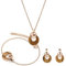 BEWELL Holzschmuck Schmuck Set Damen Mode Holz & Edelstahl Halskette Armband Baumeln Creolen Ohrstecker für Mädchen