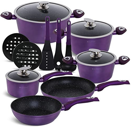 EDENBERG 15 TLG Topfset Induktion, Töpfe & Pfannen beschichtet, Kochtopf Set | induktions Töpfe Set, Kochtöpfe, Töpfe Induktion | Kochgeschirr Set, Topfset induktionsgeeignet (EB-5627)