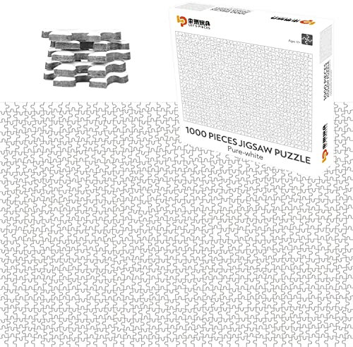 TINYOUTH 1000 Pieces White Jigsaw Puzzles for Adults, Blank Puzzle Pieces to Paint 70cmx50cm, 2mm Cardboard Puzzle - Difficult Puzzle Game Stress Reliever Impossible Puzzle for Kids Adults