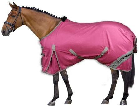 Horses, Fliegendecke Nemesis aus Netzmaterial, Hervorragend Verarbeitete Decke, Nützlich zum Schutz des Pferdes vor Temperaturschwankungen und Insekten (145 cm, Fuchsia)