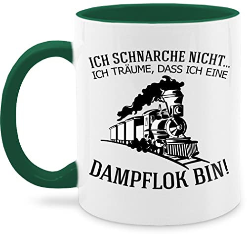 Tasse Tassen 325ml - Deko Hobby Geschenk - Ich schnarche nicht. Ich träume, dass ich eine Dampflok bin - 325 ml - Dunkelgrün - geschenke für modelleisenbahner zug kaffeetassen schnarch