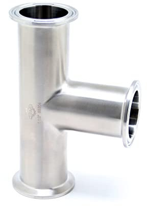 QiiMii Clamp Tee 3 Way Stainless Steel 304 Fits 1.5 Tri Clamp, 38mm Pipe OD Sanitary Fittings (1.5 inch)