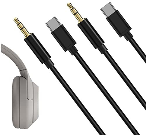 Audio Cable for Sony WH-ULT900N WH-1000XM5/1000XM4/1000XM3,WH-XB920N/910N/900N, WH-CH710N MDR-XB950BT INZONEH5 Headphones, USB-C to 3.5mm TRS Replacement Aux Cord (3 ft/1m 2Pack)