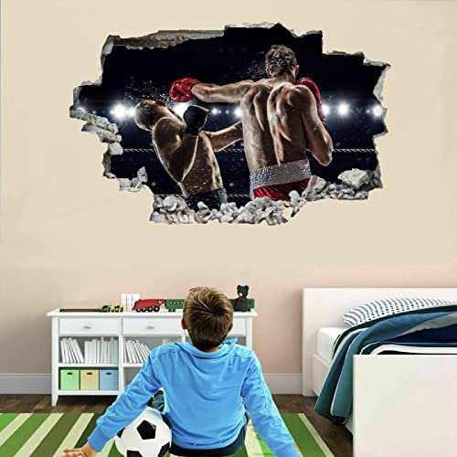 Boxen 3D Wandtattoos Sport Wandaufkleber Durchbruch Wanddeko B 75 x H 50 cm Selbstklebend Vinyl Wandbild für Kinderzimmer Junge mädchen Teenager zimmer Schlafzimmer Wandsticker Kleinkinderzimmer Deko