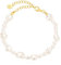 Brandlinger Perlenarmband Damen Silber 925. Armband Perlen vergoldet mit 18 Karat Gold, Schmuck für Frauen und Mädchen. Länge verstellbar 16-20cm. (Gemischte Perlen)