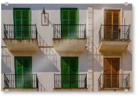 artboxONE Acrylglasbild 120x80 cm Städte Alles geschlossen - Bild Balkon fensterläden geschlossen