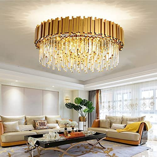 AHXIAOZN Modern Kronleuchter Kristall Leuchte,Kristall Deckenleuchte gold 110cm