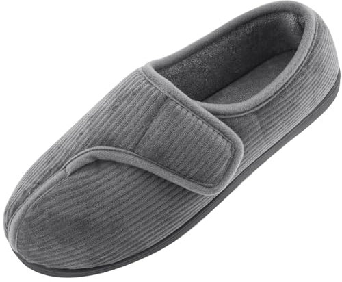 Git-up Chaussons Homme en Mousse à Mémoire Hiver Chaud Chaussures Intérieur Extérieur Semelle en Caoutchouc Antidérapante Maison Pantoufles, Gris 11.