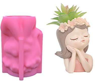 Pomurom Stampi in Silicone per Vasi di Fiori, Stampi in Silicone a Forma di Ragazza 3D per Argilla Epossidica Resina Cemento, Fai da Te Arte Craft Portapenne Decorazione Casa