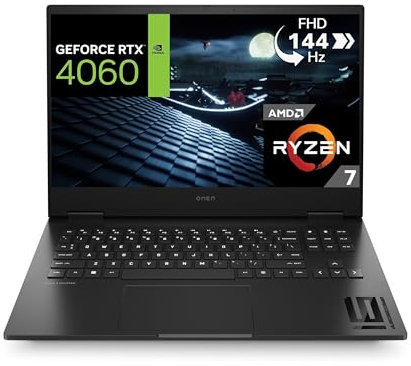 HP OMEN 16-xd0000sf PC Portable Gaming 16,1 FHD IPS (Ryzen 7-7840HS, RAM 16 GB, SSD 512 GB, NVIDIA GeForce RTX 4060 8GB, AZERTY, Windows 11 Familia) Negro sombreado