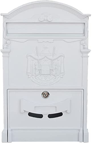 UNISTRENGH BoîTe Aux Lettres Vintage Letterbox BoîTe Mailbox avec CléS BoîTe Aux Lettres Murale pour La Maison, Le Bureau Et Le Jardin (Blanc)