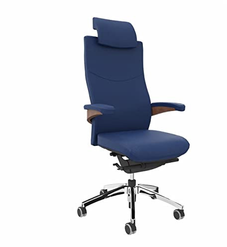 Viasit Toro ergonomischer repräsentativer Chefsessel Drehsessel mit vielen Funktionen Büro und Chefetage (blau)