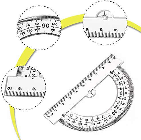 SULIUDAJI 3 Pezzi Goniometro Plastica, Goniometro 180 Gradi Protractor Plastic Protractor Protractor 180 Goniometro Geometrico