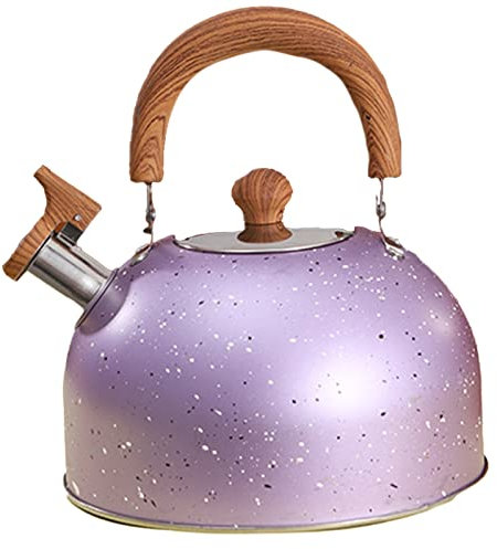Syfunlv 2L Bouilloire Sifflante Induction, Bouilloire à Flûte en Acier Inoxydable, Inox Théières pour Cuisinière, Bouilloire À Thé Sifflante avec Poignée Résistant À La Chaleur,pour Tous Feux (purple)