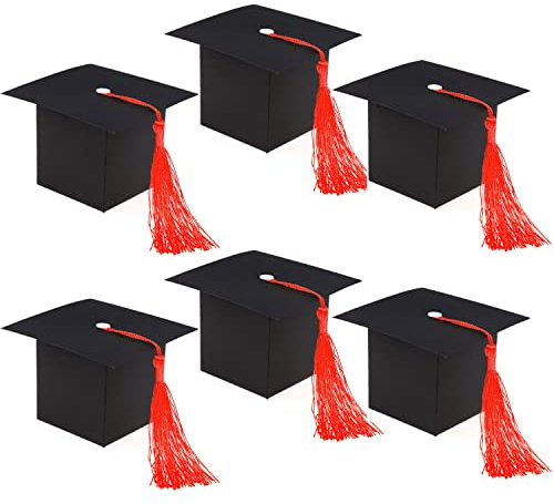 HOWAF 30 Abschluss Deko Graduation Cap Geschenkeboxen Doktorhut Geschenkeboxen Karton mit Rot Quasten Abschluss Hut Geschenkeboxen Prüfung Bestanden Abschluss Geschenk für ABI Abitur 2023 Geschenke