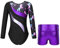 iEFiEL Mädchen Turnanzug Langarm Gymnastik Trikotanzug Glänzende Turnen Set Klassisch Gymnastikanzug Kinder Tanzbody Xc Nachtpegasus 98-104