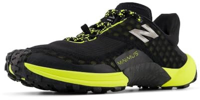 New Balance Men's Minimus V1 Trail Running Shoe, Black/Firefly/Ginger Lemon, 45.5 EU