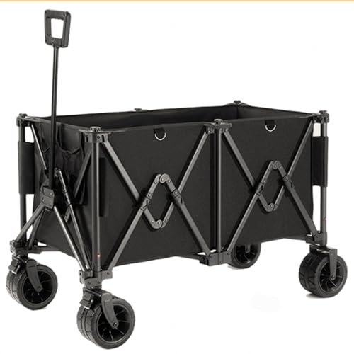 DECORN Zusammenklappbarer, Faltbarer Wagen mit All-Terrain-Strandrädern 550 Pfund Gewichtskapazität Robuster, Zusammenklappbarer Allzweckwagen Zum Einkaufen, Sand, Angeln, Camping, Gras,Black