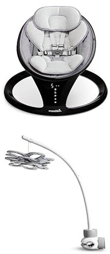 Munchkin Bluetooth Enabled Baby Swing Chair, Baby Rocker & Gentle Baby Bouncing Chair, Black + Baby Bloom Toy Mobile