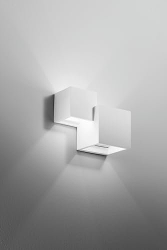 Wandleuchte Cepheus,Wandlampe aus Gips in Weiß, mit handelsüblichen Farben individuell bemalbar, Gipsleuchte 2-flammig, 2x G9-Fassung,Gipslampe mit Up and Down Effekt