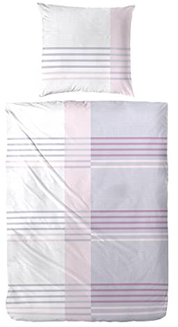MB Warenhandel24 Bettwäsche Winter Biber 100% Baumwolle Feinbiber 135x200 + 80x80 cm 2-4 TLG teilig mit Reißverschluss (Streifen Violett, 1x ca. 135x200 cm 1x ca. 80x80 cm)