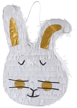 Amosfun Stereo-piñata Osterhase Märchenhafte Gartendekoration Gastgeschenke Für Ostern Ostern- Kaninchen- Pinata- Dekorationen Osterpartyzubehör Kind Weiß Papier Süssigkeit Dreidimensional