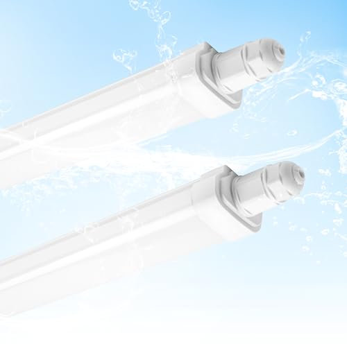 BrightFly LED Feuchtraumleuchte,2er Pack High-Performance 30W 1,2m LED-Lichtleiste Mit IP65-Schutz Und 6500K Lichtfarbe. Perfekt Für Garage, Keller, Werkstatt, Warenhaus Und Bad.