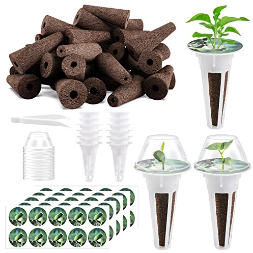 Cieex Lot de 50 Eponges de Culture Hydroponiques de Rechange pour légumes, Plantes, Fleurs Convient à la Plupart des Jardins Hydroponiques (50 Pièces Paniers Plantation)