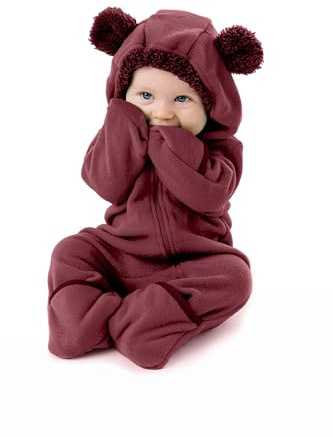 Tutina in pile per neonati, con cappuccio, per neonati, giacca per bambini, 6-12 mesi