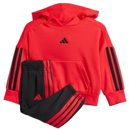 adidas Unisex Baby ESSENTIALS HOODED JOGGER, Pure Ruby/Black/Black, 12-18 Months