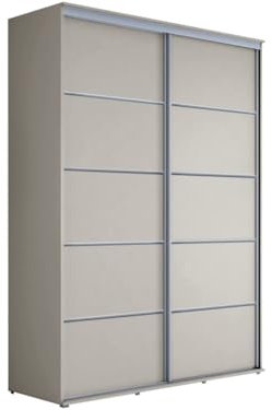 Meble Slupia Kleiderschrank Schiebetüren Maja Plus - 160x242x61 cm - Schrank Schlafzimmer, Vorraum, Garderobe - Geteilte Tür, Kleiderstange, Ohne Spiegel - Holzwerkstoff, Kaschmir