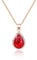 Linawe Red Crystal Ruby Pendant Chain Necklace for Women Rose Gold, Imitation Diamond Boho Necklace, Cubic Zirconia Birthstone Teardrop Rhinestone Preppy Wedding Jewellery