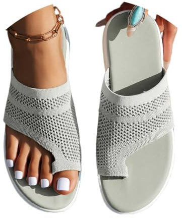 shownicer Damen Orthopädische Sandalen Big Toe Hallux Valgus Schuhe Bequeme Mesh Plattform Hausschuhe Sommer Orthopädische Pantoletten Strandsandalen A Grau 37