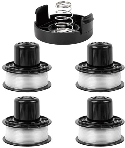 Viilich 4 bobines de Fil Compatible avec Black + Decker GL250 GL310 GL360 GL360SB,Remplace la Bobine A6226-XJ RS-136-BKP RS-136,avec 1 Couvercle d'arbre 1 Ressort