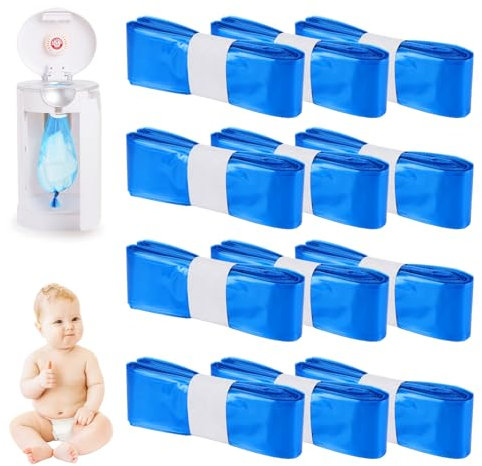 12 Stück Nachfüllkassetten Nachfüllfolie Windeleimer, 7 Lagige Verdickte 4.5m Windeleimer Nachfüllfolie für Nachfüllfolie, für Litter Locker (Blau)