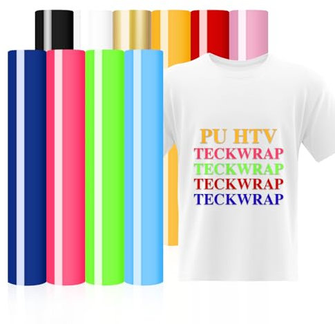 TECKWRAP PU Heat Transfer Vinyl Bundle 12 x 12 10 Assorted Iron on Vinyl for Clothing,T-Shirts,Logo,Fabric HTV Vinyl Compatible with Craft Cutters Heat Press
