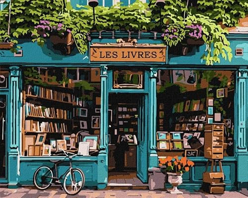 IDEYKA Die Welt der Bücher - Malen nach Zahlen für Erwachsene, einfaches Acryl-Malen nach Zahlen für Erwachsene, malen nach zahlen erwachsene mit rahmen,DIY-Malen nach Zahlen als Geschenk, 40х50cm