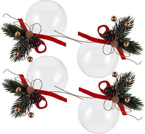 IMIKEYA 4 Stück Weihnachtskugel Dekoration Befüllbare Ornamente Klare Hängende Kugel Tannenzapfen-füllornamente Weihnachtskugeln Selber Machen Befüllbarer Weihnachtsschmuck Kunststoff