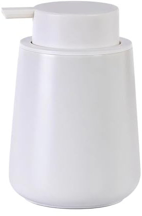 Glass Soap Dispenser Bathroom Countertop Shampoo and Conditioner Dispenser Washing Up Liquid Hand Soap Pump Bottle Kitchen Shower Gel Dispenser (White)