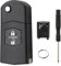 Bubuny 2 Buttons Flip Car Key Fob For Mazda 2 3 5 6 RX8 MX5 Remote Key Fob with Screwdriver Removal Tool, Side Battery Holder