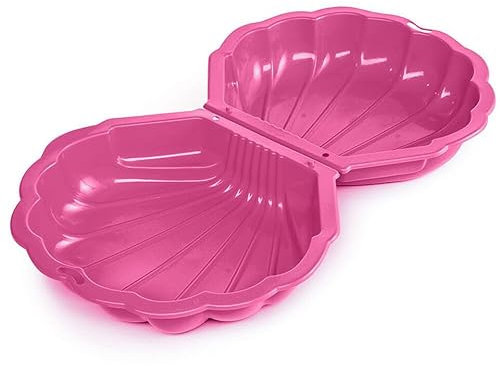 URBN-TOYS Sabbiera in plastica a forma di conchiglia, per esterni, giardino, divertente, per giocare a palline, piscina (2, rosa, età 3+)