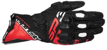 Alpinestars SP-3 Black Bright Red White Leder Motorrad Handschuhe, M