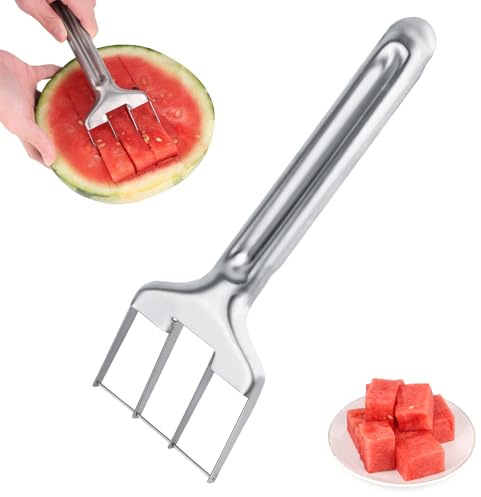 BOXOB Taglia-Anguria, Acciaio Inossidabile Utensile per Tagliare l'Anguria Portatile Tagliafrutta per Melone Mango Casa Accessorio da Cucina Campeggio Festa